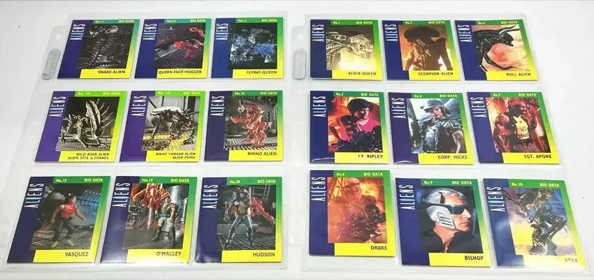 Offre Spéciale Aliens - Kenner - Série de 18 Bio Data Trading Cards (Européennes)