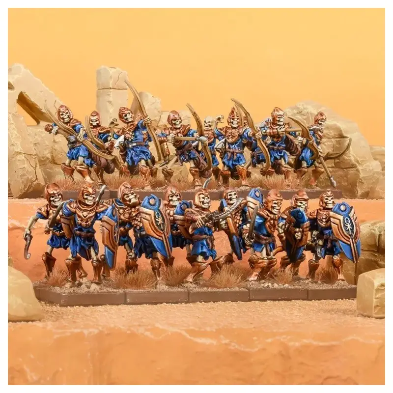 Prix Cassé KINGS OF WAR - EMPIRE DE POUSSIÈRE - RÉGIMENT DE GUERRIERS SQUELETTES