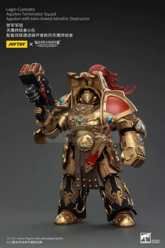 Marque Warhammer The Horus Heresy Figurine 1/18 Legio Custodes Aquilon Terminator Squad Aquilon With Twin-Linked Adrathic Destructor 14 Cm