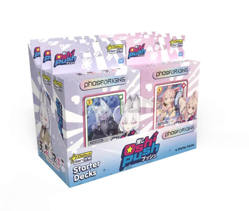 Promotion Oshi Push Vtuber Card Game Gen One: Phase Origins Starter Deck Display (6 Decks) – En