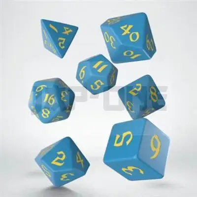 Haute Qualité Classic Runic Blue & Yellow Dice Set (7)