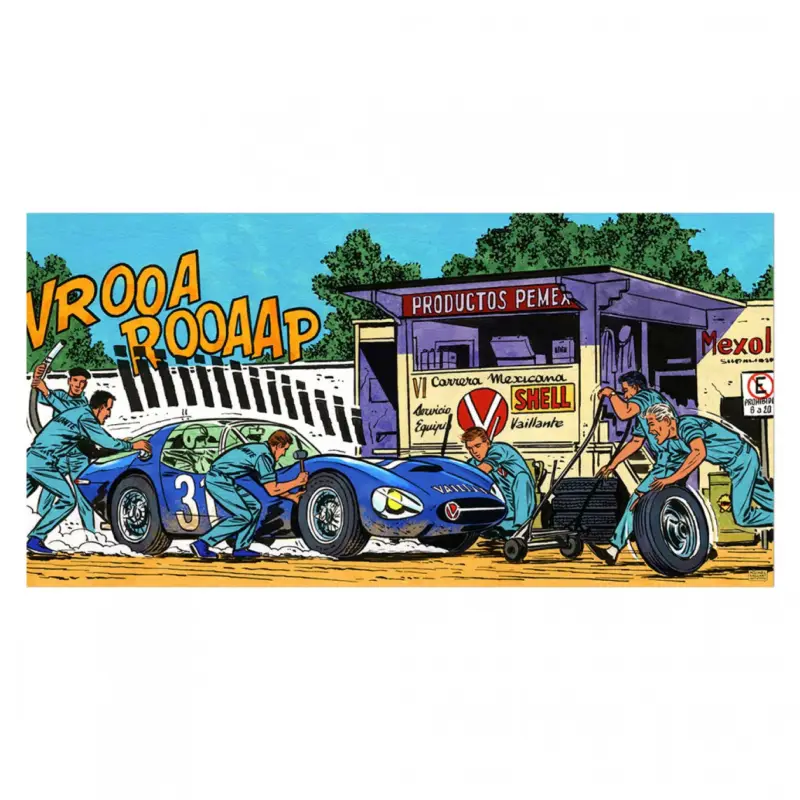 Acheter Direct Michel Vaillant Art Strip, Carrera mexicana (Plexiglas, 150×75 cm)
