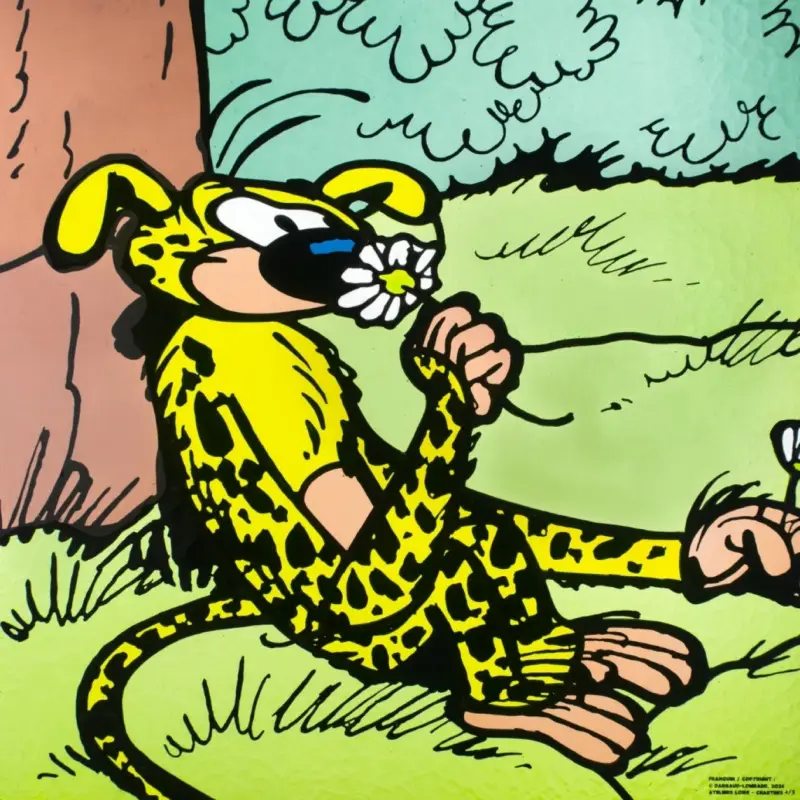 Vitrail Ateliers Loire - Franquin - Le Marsupilami - La Fleur Vente Flash