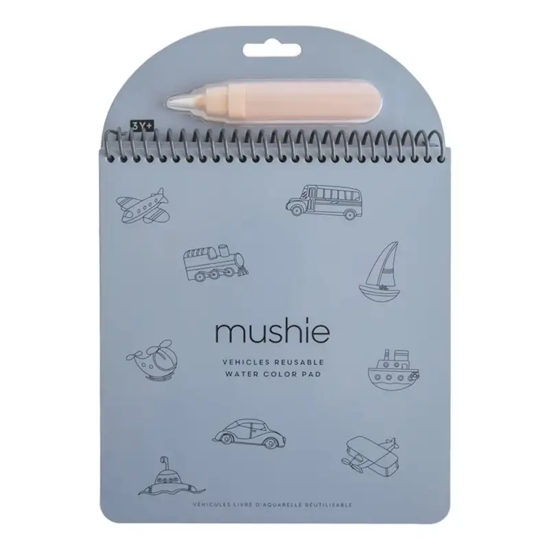 Mushie Livre de coloriages effaçables Véhicules | Bleu Prix Promo