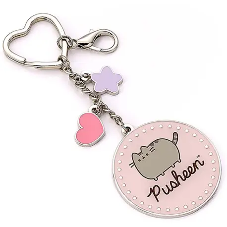 Meilleur Prix Porte-clés rond rose Pusheen avec nom et perles