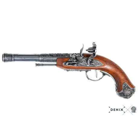 Populaire Réplique de Pistolet à Silex Gaucher du XVIIIe Siècle Inde 35.5 cm