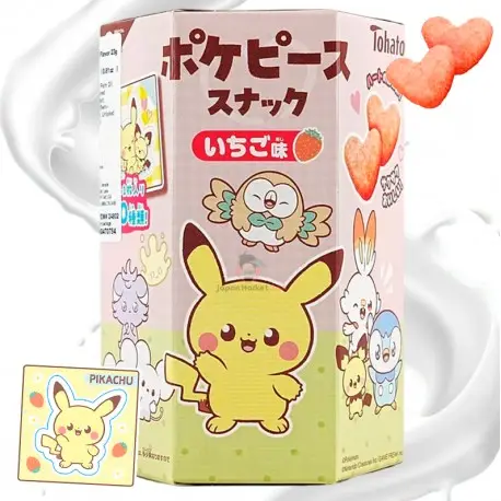 Snack Fraise Pokémon Tohato avec Autocollant Pikachu Marque