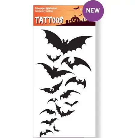 Tatouages Temporaires Chauve-Souris Halloween Licence Officielle Livraison Express
