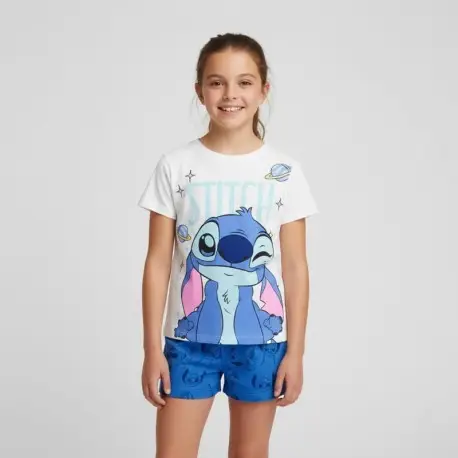Pyjama Court Garçon Stitch 100% Coton 6-12 Ans Dernier Modèle
