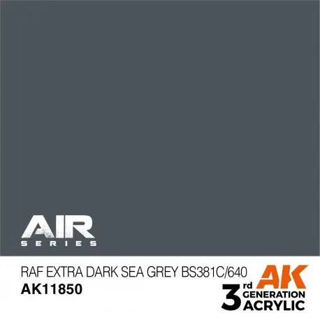 Vente Flash Acrylique RAF Extra Dark Sea Grey Bs381c/640 17ml AK-Interactive