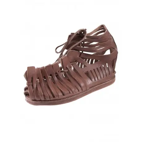 Sandales Romaines Caligae en Cuir Marron Bon Marché