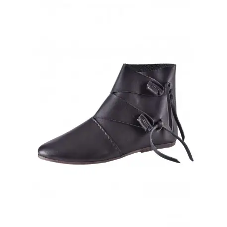 Chaussures Vikings Médiévales Jorvik en Cuir Noir Authentique
