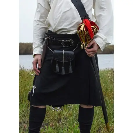 Dernier Modèle Kilt Noir Uni de 8 Yards