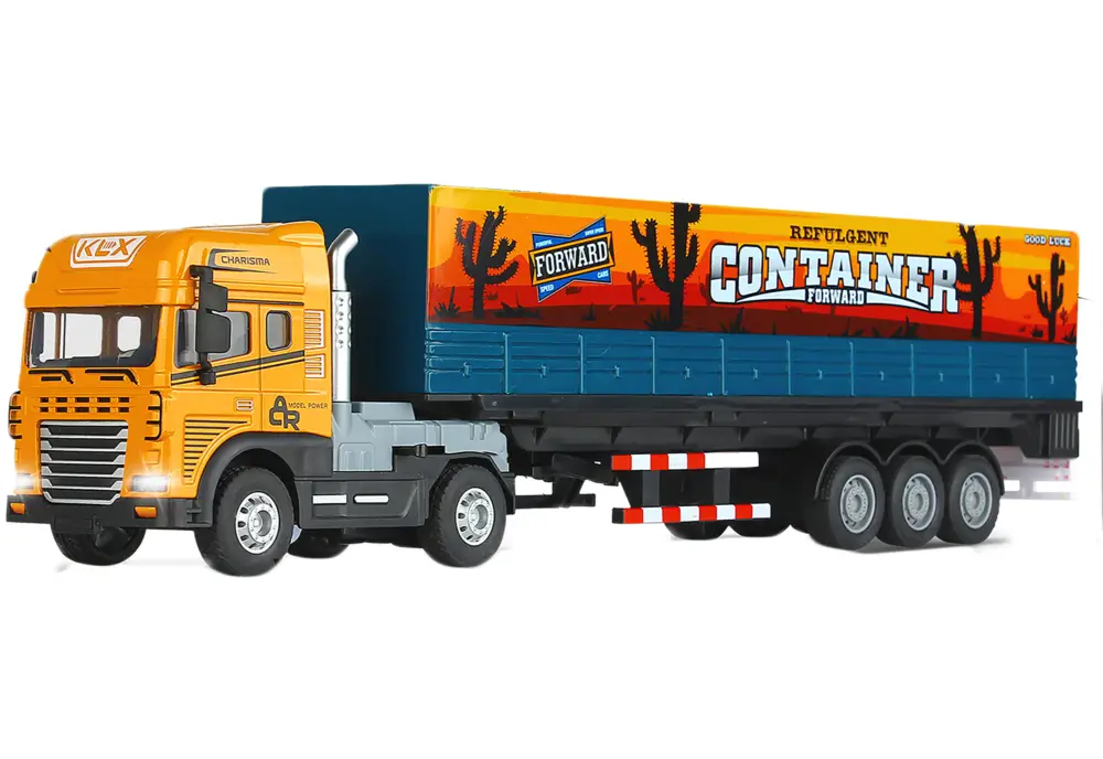 Satisfait Ou Remboursé Camion tracteur en métal avec conteneur avec effets 40 cm