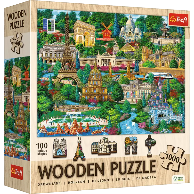 Trefl Puzzle en bois 1000 - France - Lieux célèbres Must-Have