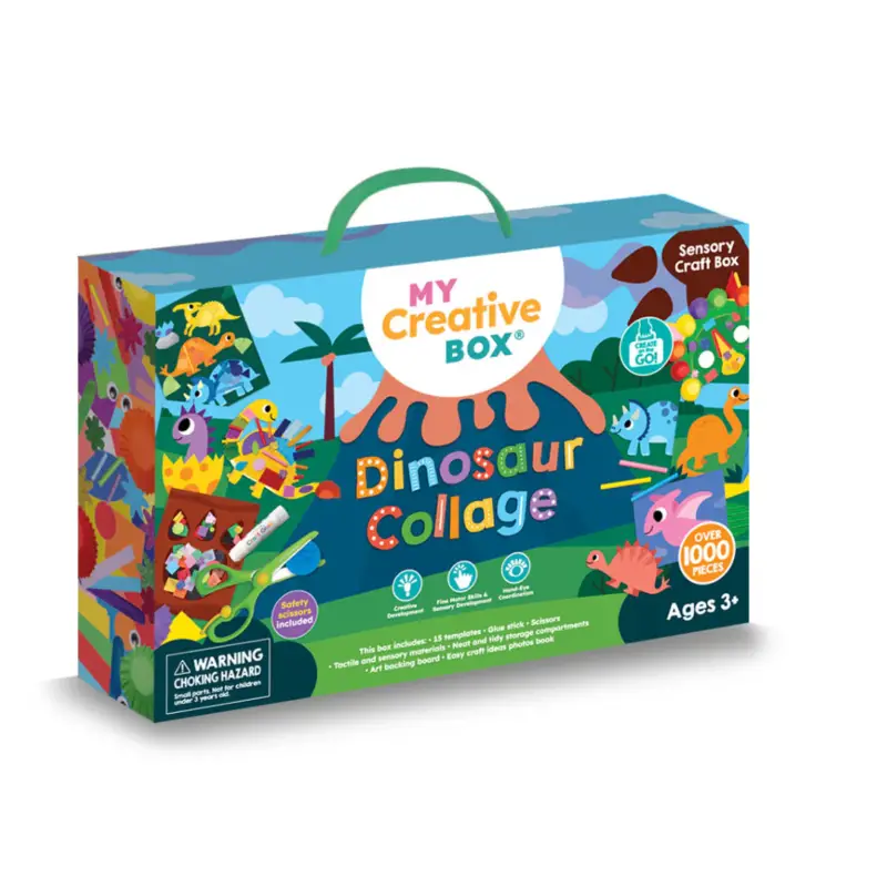 MY CREATIVE BOX® Ensemble sensoriel de collage créatif Dinosaures Expédition Rapide