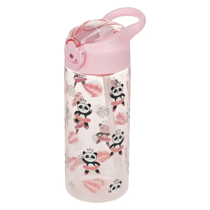 BAAGL Bouteille en tritan pour boissons avec paille Panda, 500 ml Populaire