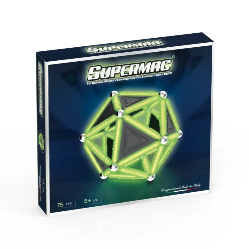 Prix Promo SUPERMAG jeu de construction magnétique Geometry glow 75pcs