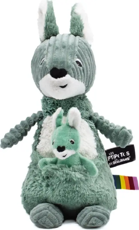 Ptipotos Peluche kangourou Allezou vert – maman avec bébé Nouvel Arrivage