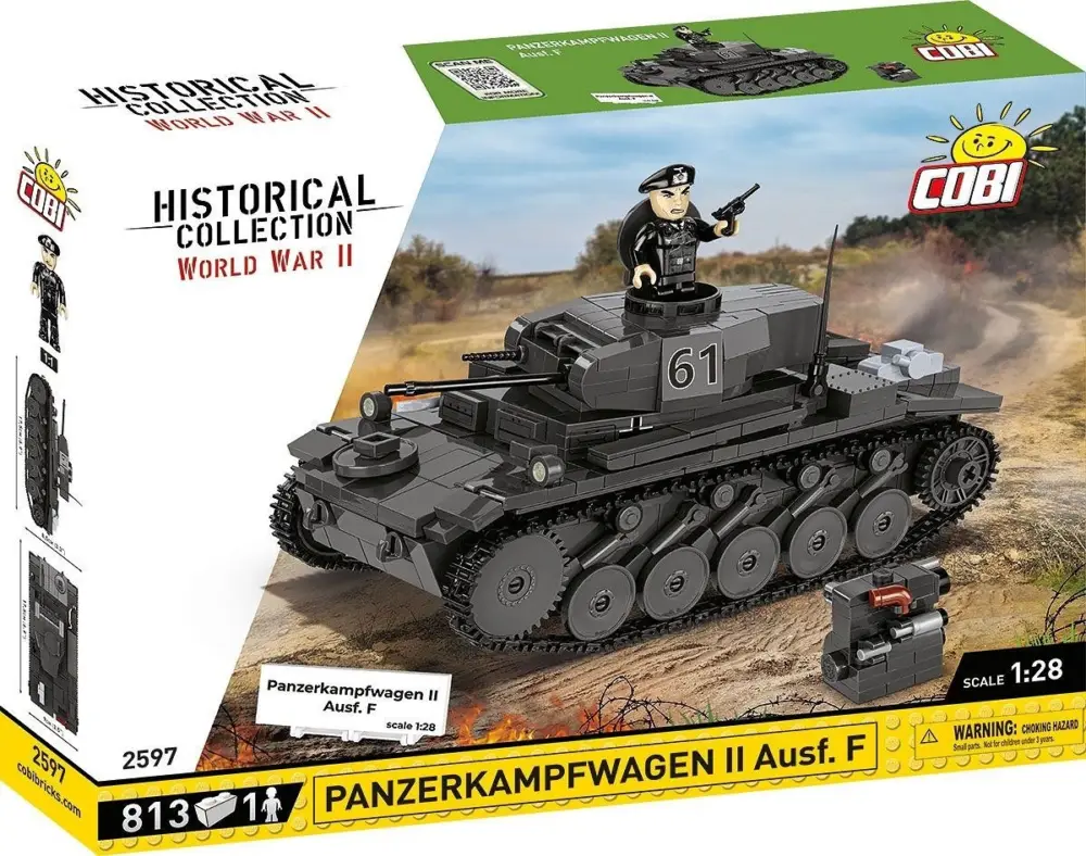 Authentique Cobi II WW Panzerkampfwagen II Ausf. F, 1:28, 813 p, 1 f