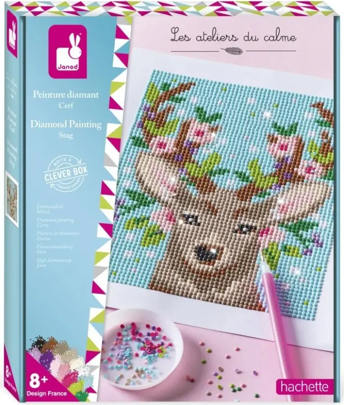 Quantité Limitée Janod Atelier Set Maxi Tableau Scintillant avec Cristaux Cerf à partir de 8 ans