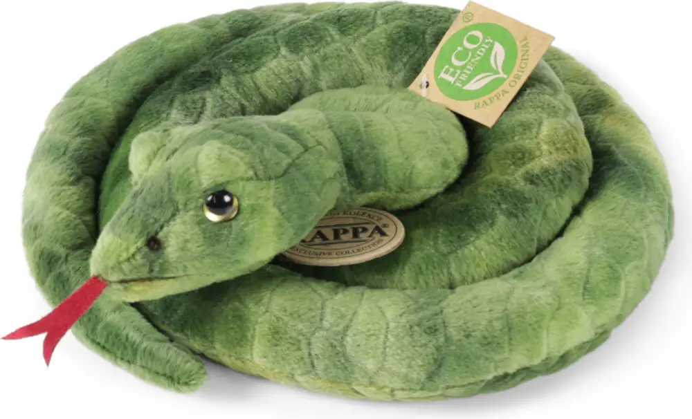 Soldes Serpent en peluche vert 90 cm ECO-FRIENDLY