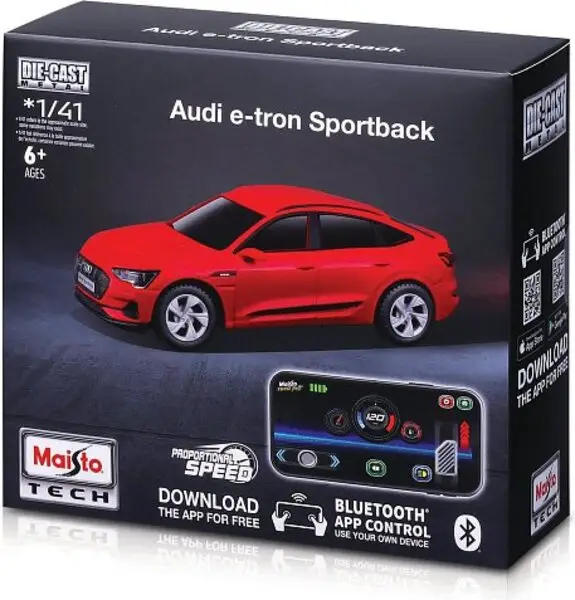 Jusqu&rsquo;à Épuisement Des Stocks Maisto RC – 1:41 DIE-CAST METAL avec lumières, Audi e-tron Sportback, rouge, XTR, Bluetooth