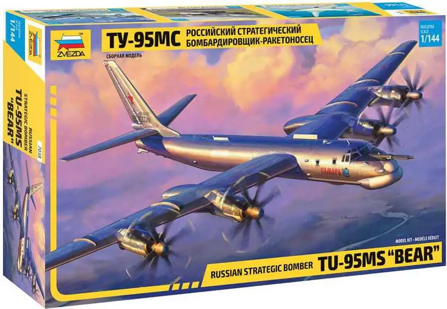 Commander Vite Maquette d'avion 7038 - Bombardier stratégique soviétique à turbopropulseur Tu-95 (1:144)