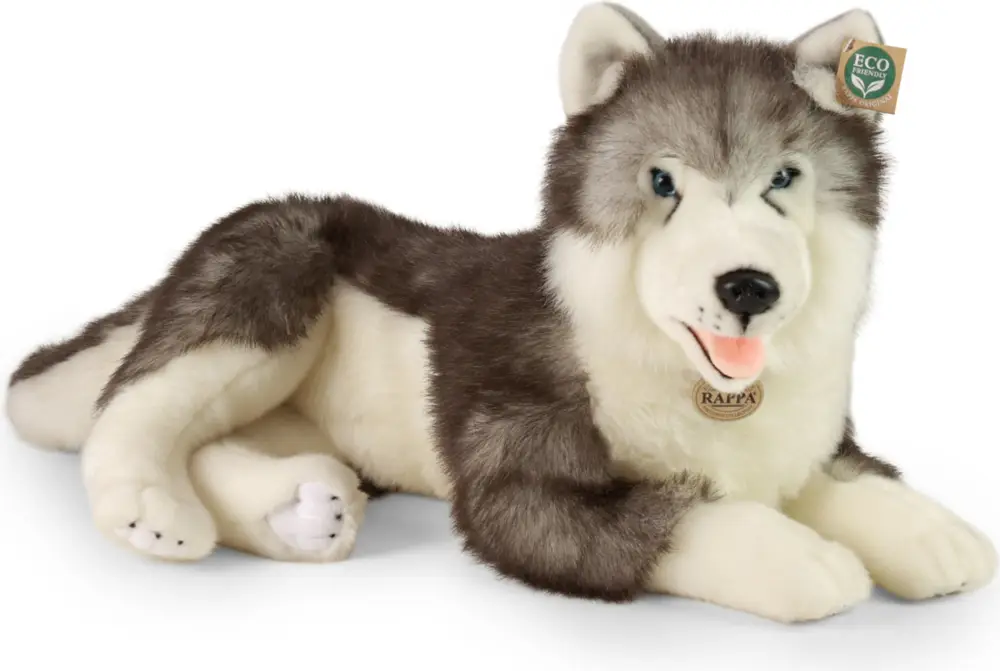 Petit Prix Chien husky en peluche couché 60 cm ECO-FRIENDLY