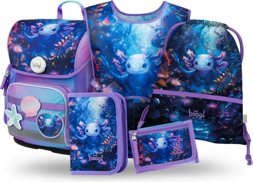 BAAGL ENSEMBLE 5 Ergo Axolotl : cartable, trousse, poche, tablier, portefeuille Acheter En Ligne