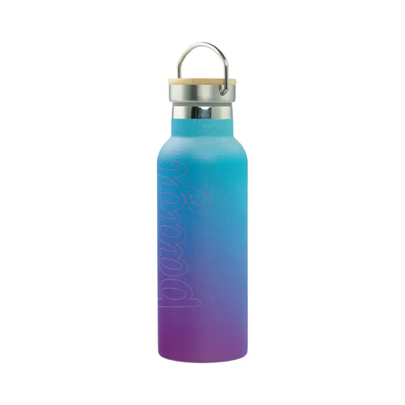 Acheter Direct BAAGL Bouteille isotherme avec bouchon en bambou Dégradé bleu-violet, 500 ml