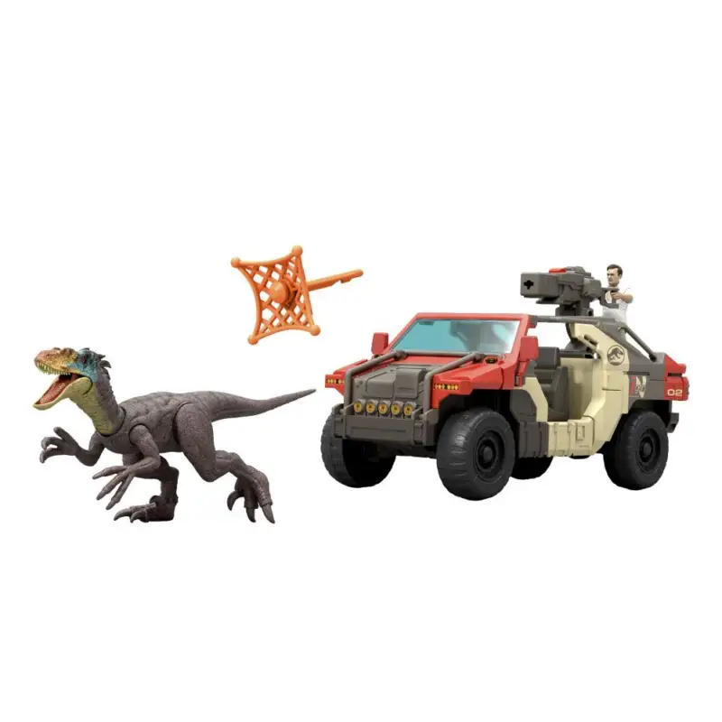 Commander Maintenant Jurassic World Super voiture avec conducteur et dinosaure